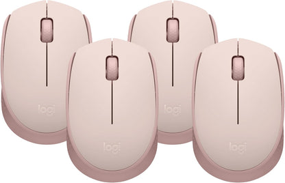 Logitech M170 Wireless Mouse for PC, Mac, Laptop, 2.4 Ghz with USB Mini Receiver, Optical Tracking, 12-Months Battery Life, Ambidextrous - Rose