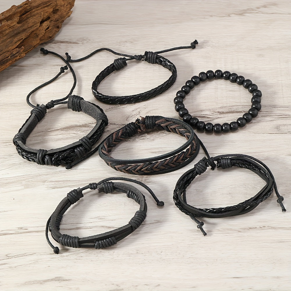 6 հատ վինտաժային ապարանջանների հյուսման հավաքածու տղամարդկանց թևկապերի համար