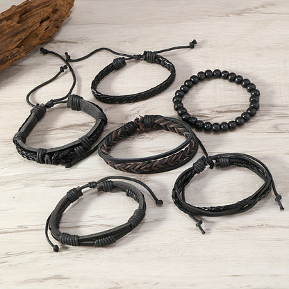 6 հատ վինտաժային ապարանջանների հյուսման հավաքածու տղամարդկանց թևկապերի համար