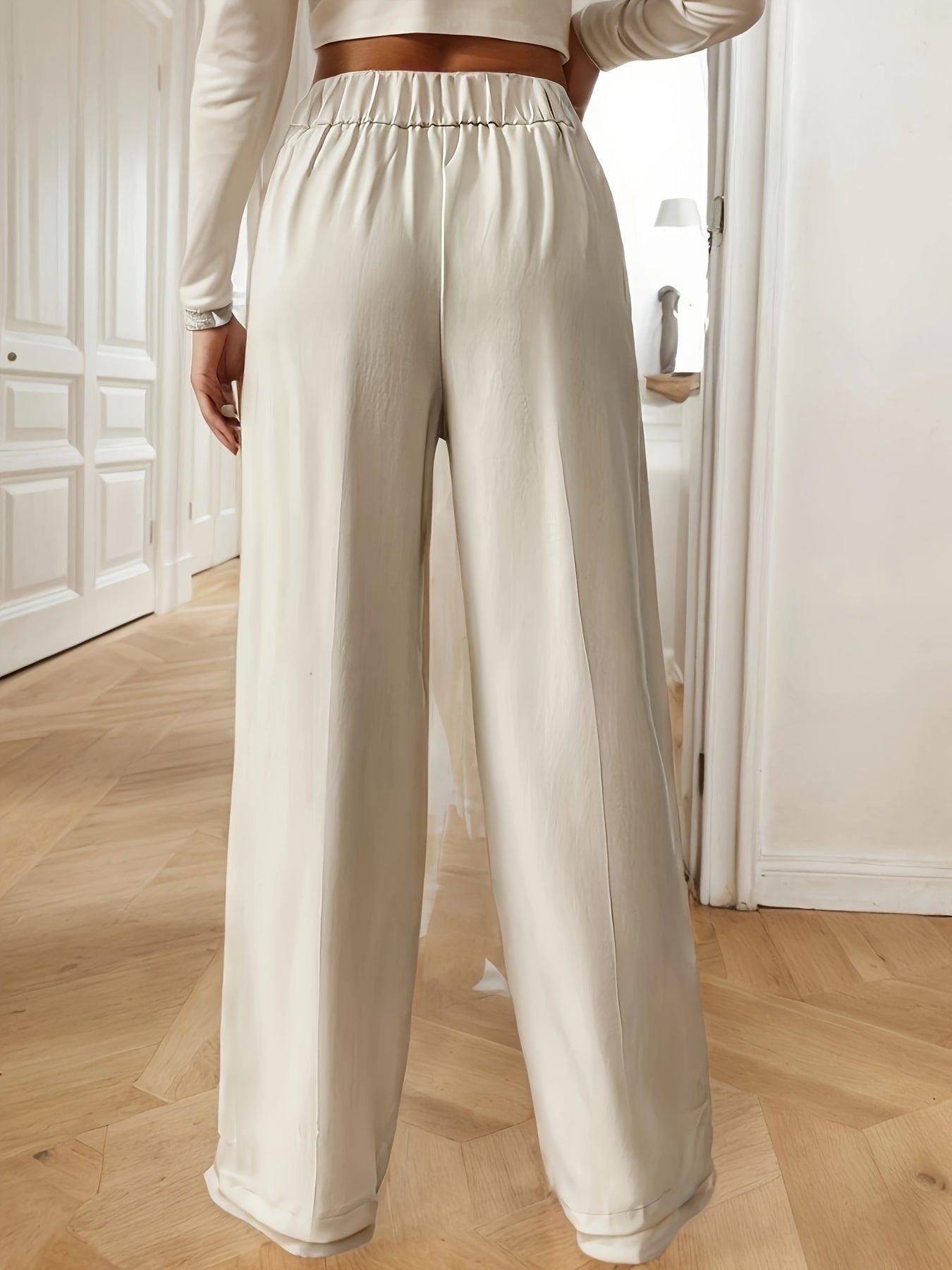 Elegant Women's Straight-Leg Office Pants in Solid Polyester