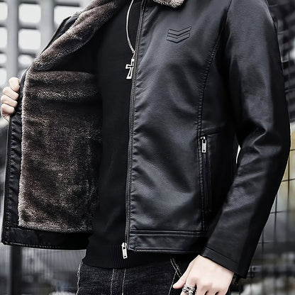 Siji Dou OBM տղամարդու վերարկու, նոր աշնանային/ձմեռային բրդյա ծածկույթով բաճկոն՝ արհեստական ​​մորթուց օձիքով, նորաձև առօրյա բաճկոն տղամարդկանց համար