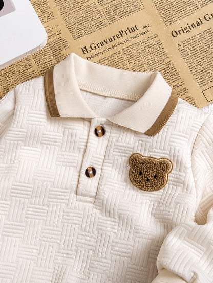 2 հատ տղաների համար նախատեսված աշուն/ձմեռ նորաձև, կողավոր, պատչվորք, սիրուն արջուկ-պանդա օձիքով, ժակարդե միագույն սվիտեր և միագույն ժակարդե տաբատ, ամենօրյա, նորաձև հավաքածու, իդեալական է բացօթյա օգտագործման համար