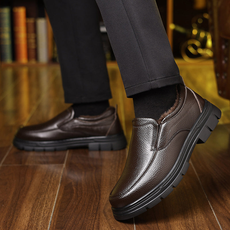 Men's Casual Leather Loafers with Warm Winter Interior