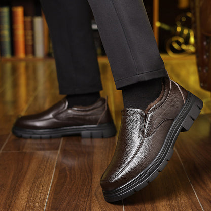 Men's Casual Leather Loafers with Warm Winter Interior