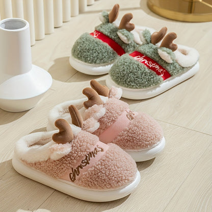 Նոր հողաթափեր ձմեռային զույգերի համար. Տնային մորթուց պատրաստված, խիտ, տան համար նախատեսված հակասահքային, տաք, լուռ փափուկ հողաթափեր տղամարդկանց և կանանց տան Սուրբ Ծննդյան տոների համար