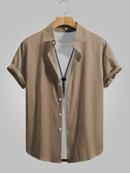 Men's Summer Casual Lapel Short Sleeve Shirt & Pants Set