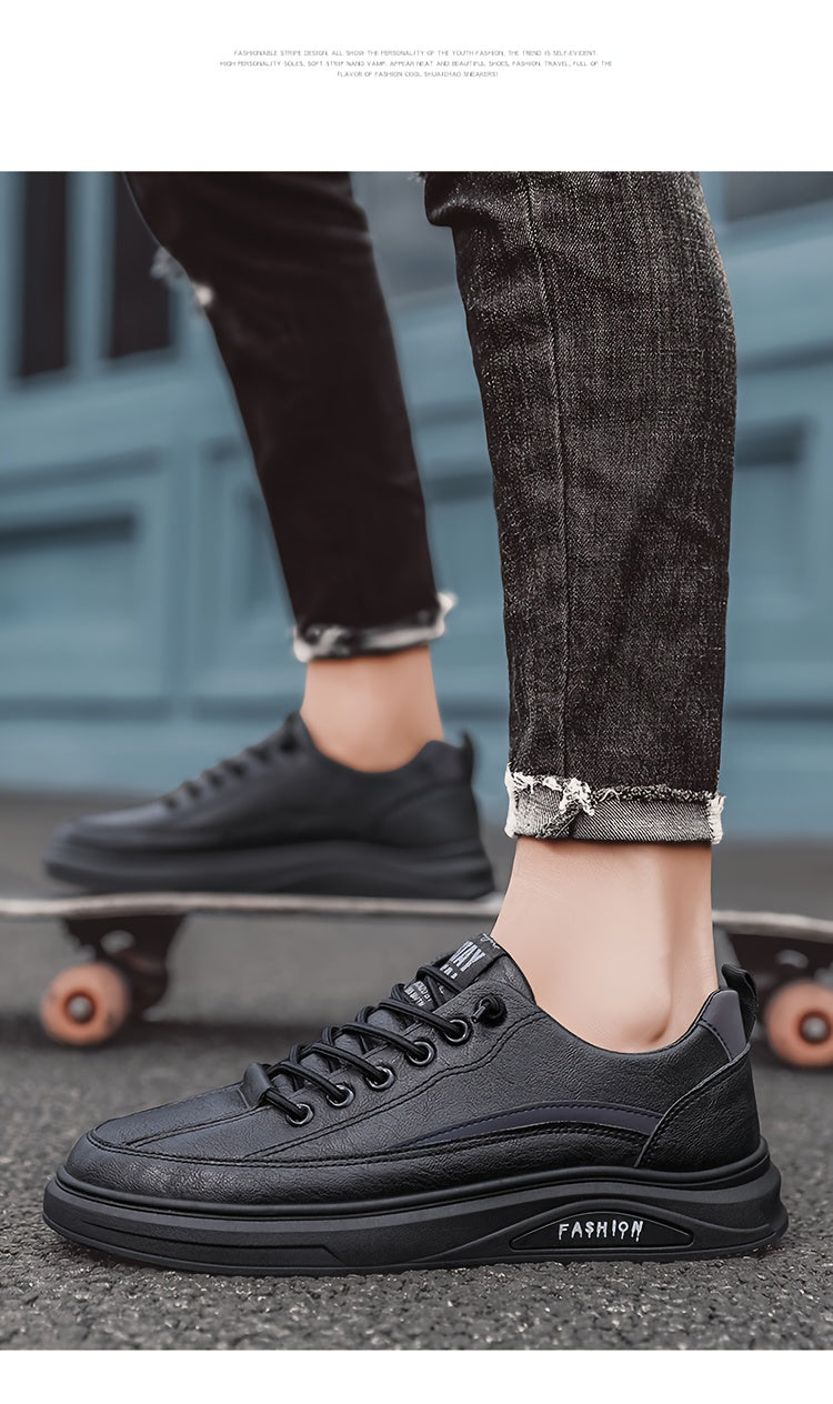 Men'S Casual Sports Shoes | Black Non-Slip Sneakers with Elastic Band Closure, Low Top Design for Spring/Fall Season - ayq