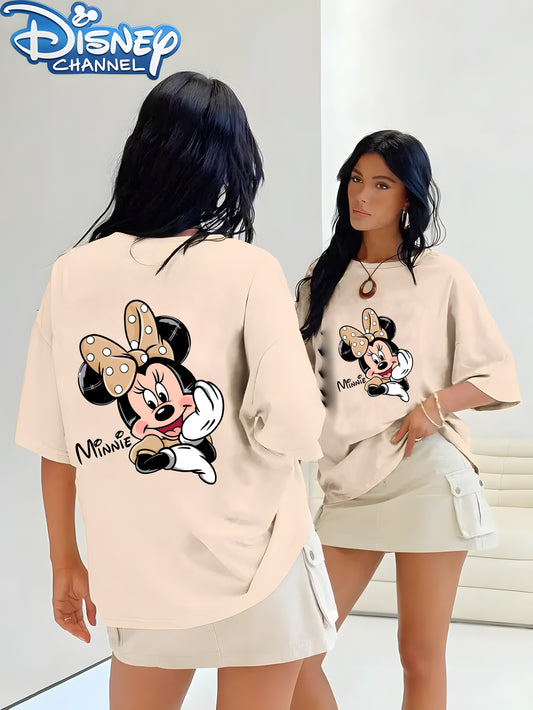 Disney Women's Minnie Mouse Graphic T-Shirt - Red Casual Short Sleeve Summer Top with Polka Dot Bow Design, Lightweight Machine-Washable Tee for Disney Fans, Perfect Gift, Disney Shirt, Playful Design, Comfortable Fit