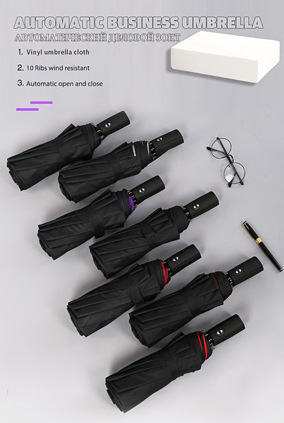 Automatic Open/Close, Windproof Tri-Fold Umbrella - Durable, Thickened Canopy for Enhanced Rain Protection, Ideal for Business Use, Automatic Folding Umbrella