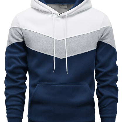 Men's Color Block Hoodie - Casual Graphic Design Pullover With Kangaroo Pocket For Winter And Fall Streetwear - Great Gift