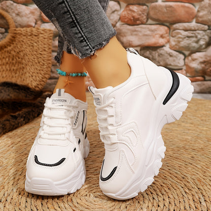1 Pair Women'S Fashion Sneakers - Lightweight All-Season Casual Sports Shoes with Man-Made Upper, Fabric Inner, Faux Leather Sole, and Random Printing Design