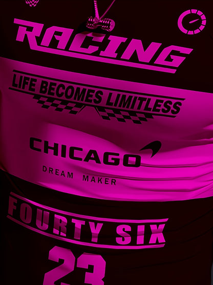 Men'S Racing Graphic T-Shirt - Bold Neon Green  Black Racing Car Design, Lightweight Breathable Fabric for Motorsport Events, Casual Streetwear - Chicago Dream Maker Inspired Casual Attire, Racing Jersey, Event Apparel, Spor