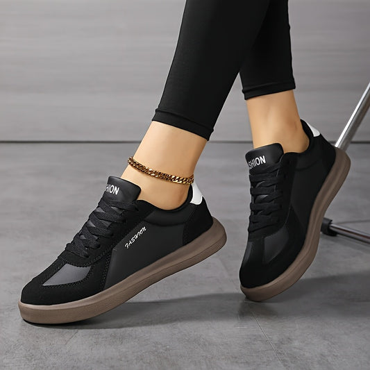 Women's Lightweight Breathable Casual Sneakers - Low-Top Lace-Up Skate Shoes with Non-Slip Soft Sole, Pink & White Design, Comfortable All-Season Wear