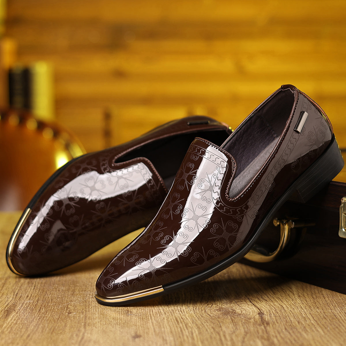 Men's Business Casual Loafers, Slip-On PU Leather Dress Shoes