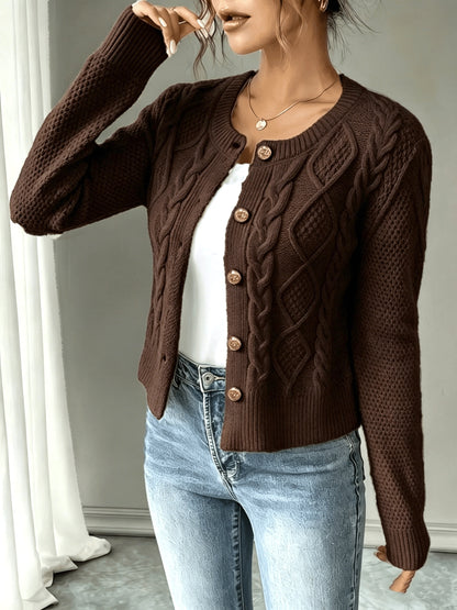 Women's Elegant Long-Sleeve Open-Front Knit Cardigan