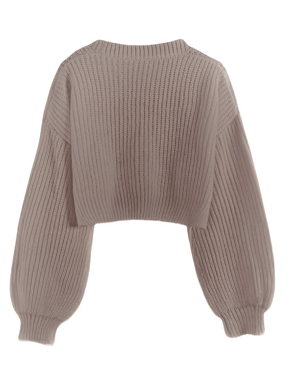 Elegant Drop Shoulder Women's Knit Cardigan with Contrasting Buttons - Long Sleeve, Ribbed Detail, Polyester, Perfect for Fall/Winter