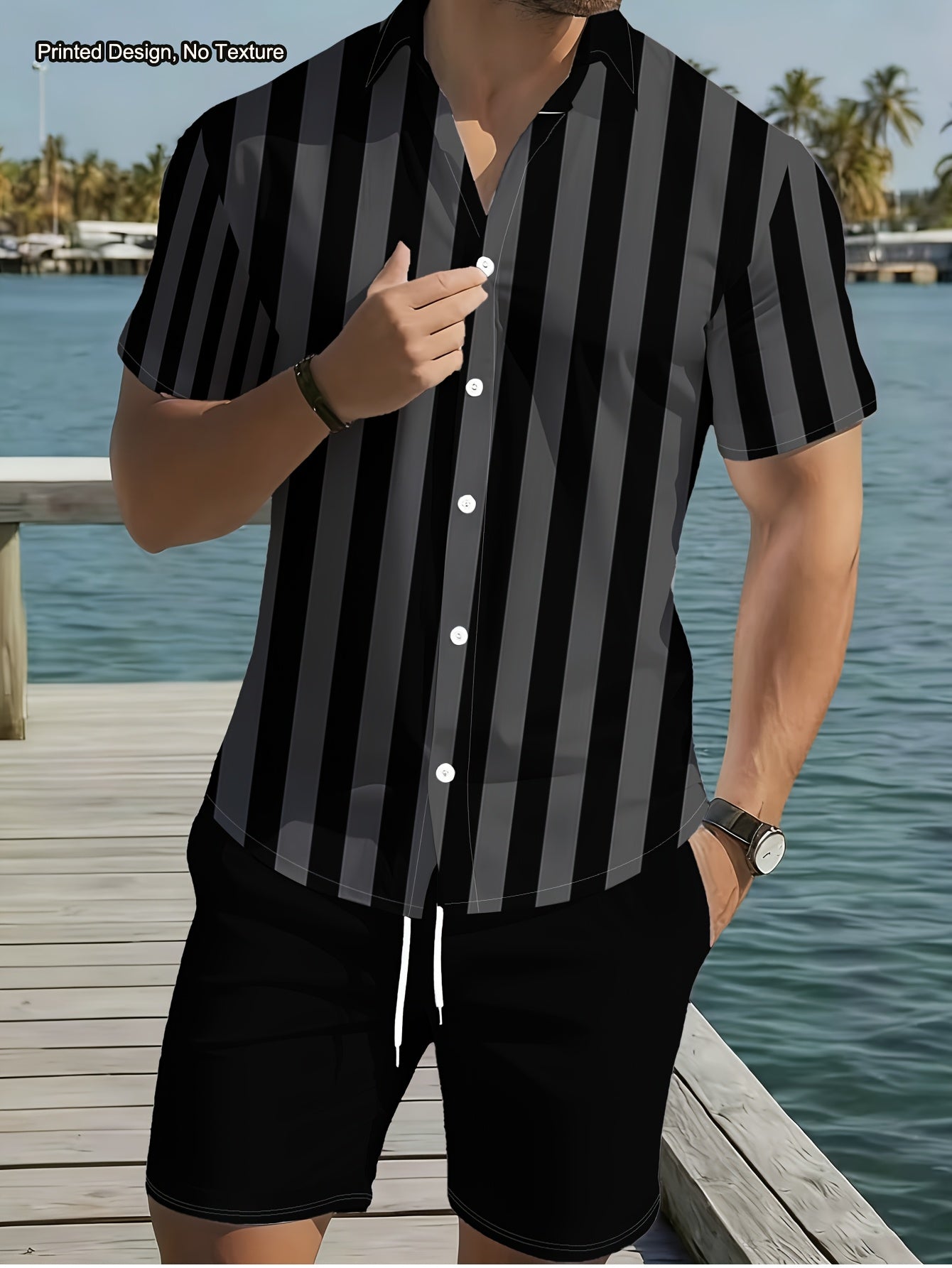 Men's Casual Summer Shirt & Shorts Set with Unique Print