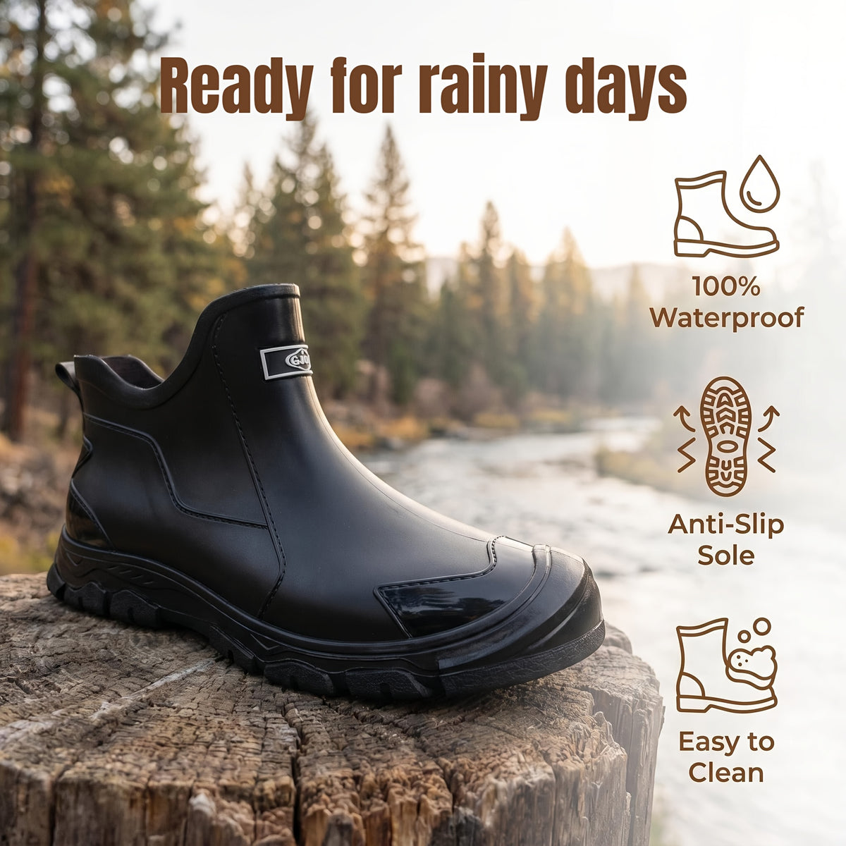 Unisex Short Rubber Rain Boots – Lightweight, All-Season Casual Wear