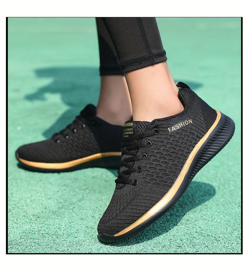 Women's Lightweight Lace-Up Casual Sneakers, Breathable Soft Sole Platform Lace Up Walking Shoes, Comfortable Fashion Footwear plus size