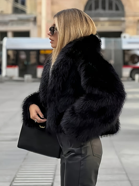 Elegant Fall/Winter Faux Polyester Coat for Women