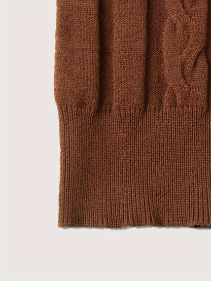 Men's Mature Slim-Fit High-Neck Long-Sleeve Sweater, Casual Ribbed Knit Pullover Solid Color Sweater, Men's Winter Clothing, Men's Sweater, Christmas Sweater, Men's Christmas Sweater, Winter Men's Apparel, New Year's Apparel,