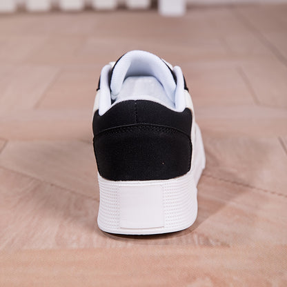 Preppy Style Women's Low Top Fashion Sneakers - Solid Color Casual Skate Shoes with Thick Sole, Breathable Streetwear, Non-Slip Lace-Up Sports Shoes with Fabric Interior & EVA Outsole