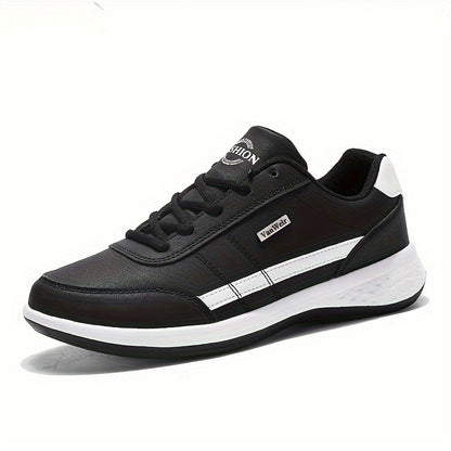 Casual Sneakers| VanWeir Men's Fashion Sneakers - Casual Lace-Up Shoes with PU Upper & MD Sole, Comfortable Fabric Insole, Versatile for All Seasons, Navy Blue with White & Orange Accents, VANWEIR