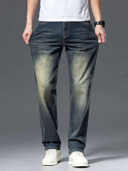 Geng Yuanshi High-End Summer Men's Jeans New Trend Fashion Straight-Leg Light Business Stretch Denim Pants