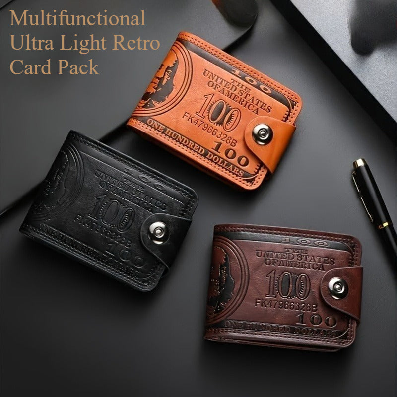 Latest Upgraded Men's Faux Leather Wallet, Vintage Style Men's Wallet, Multi-Card Slot Design - Stylish and Portable, Key and Coin Purse, Credit Card Holder, ID Holder, Elegant for Daily Use, Durable Denim Lining | Unique Wal - ayq
