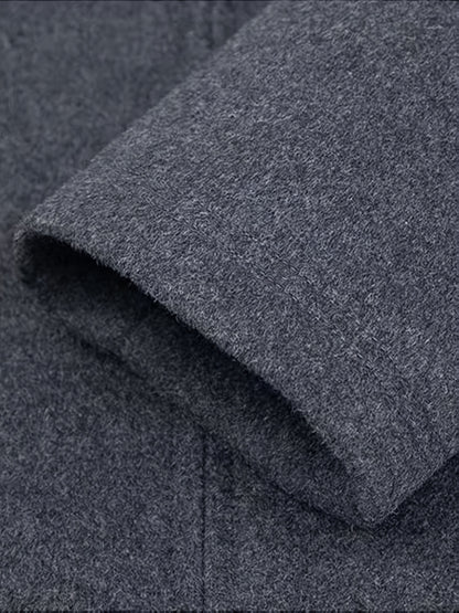 Men's Autumn and Winter Fleece Jacket with Zipper and Turn-up Collar
