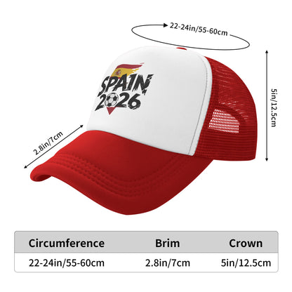 Spain Football Mesh Baseball Cap Unisex Lightweight Trucker Hat