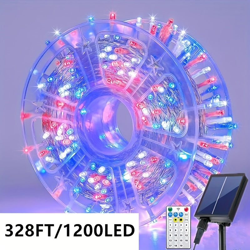 Solar Remote Control 19 Modes Outdoor Festival Party Decorations Garden Corridor Decoration Christmas Halloween Lights Wedding Proposal Scene New Year Decoration