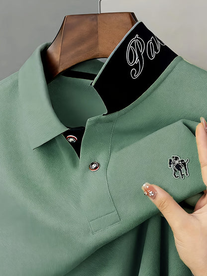 Men'S Stylish Short-Sleeve Polo Shirt Featuring a Contrasting Ribbed Collar And Exquisite, a Timeless And Versatile Choice - ayq