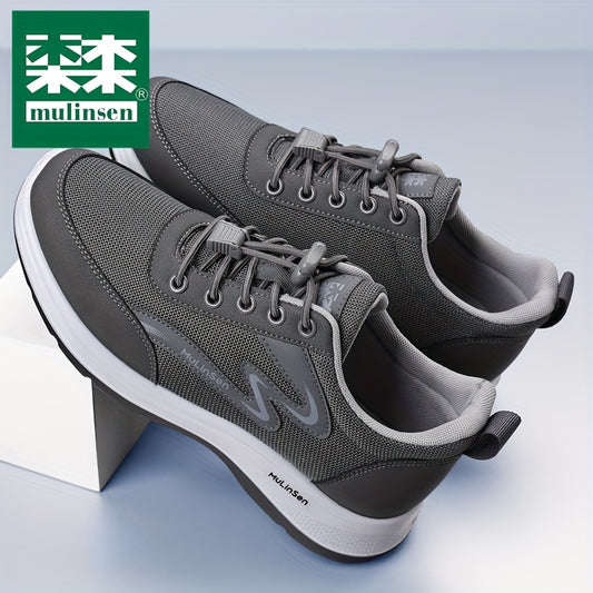 Men's Mulinsen Breathable Athletic Walking Shoes - Comfortable, Non-Slip, Shock-Absorbing Sneakers for Outdoor Hiking, Running & Casual Wear, Dark Gray Mesh Upper with Lightweight PU Sole