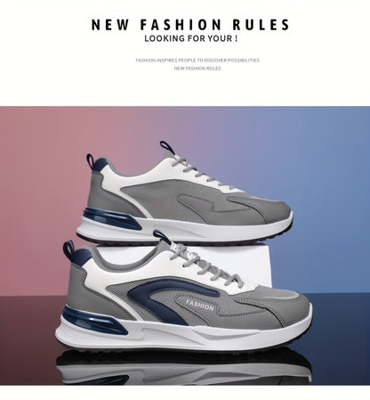 Men'S Plus Size Fashion Sneakers - Breathable Mesh Lace-Up Casual Shoes with Thick PVC Sole, Low-Top Design for All Seasons, Spring/Summer/Fall, Versatile Streetwear, Allseason Shoes | Minimalist Sneakers | Durable PVC Sol - ayq