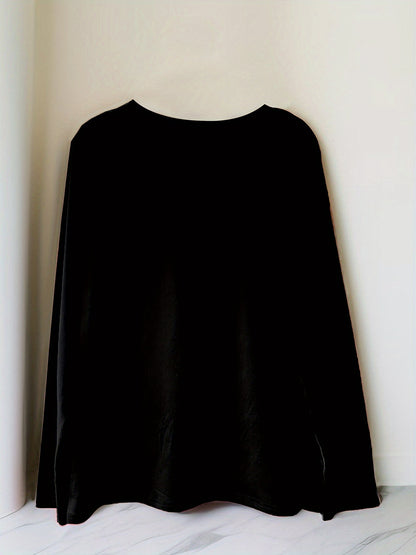 Women'S Christmas Long Sleeve T-Shirt - Santa Claus & Holiday Graphic Tee, Machine Washable Everyday & Party Outfit for Christmas, New Year'S Eve - Non-See-Through Casual Top, Christmas Shirts, Festive Attire, Round Neckline