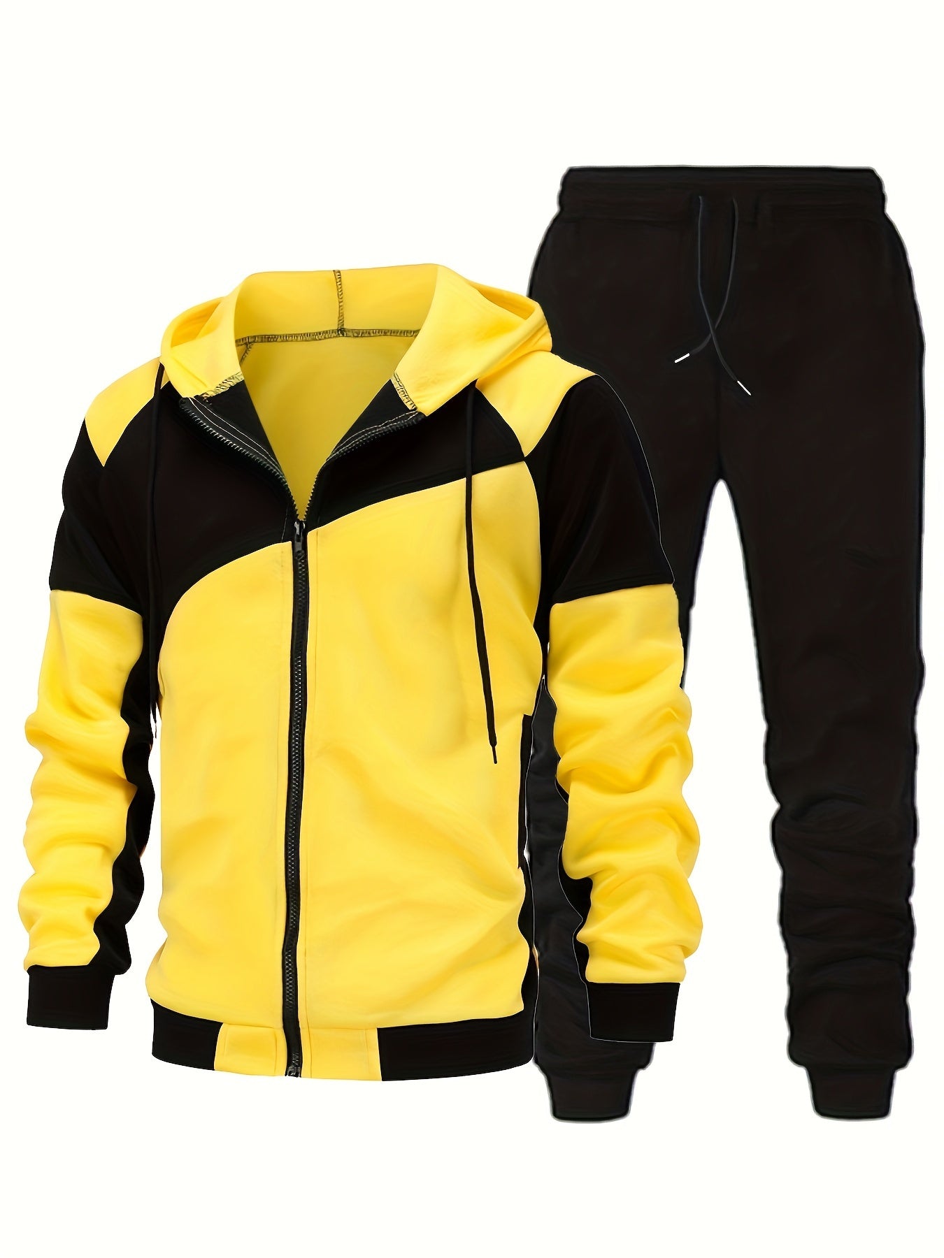 New Autumn and Winter Men's Zipper Design Hoodie Suit Fleece Hoodie Men's Casual Sports Suit