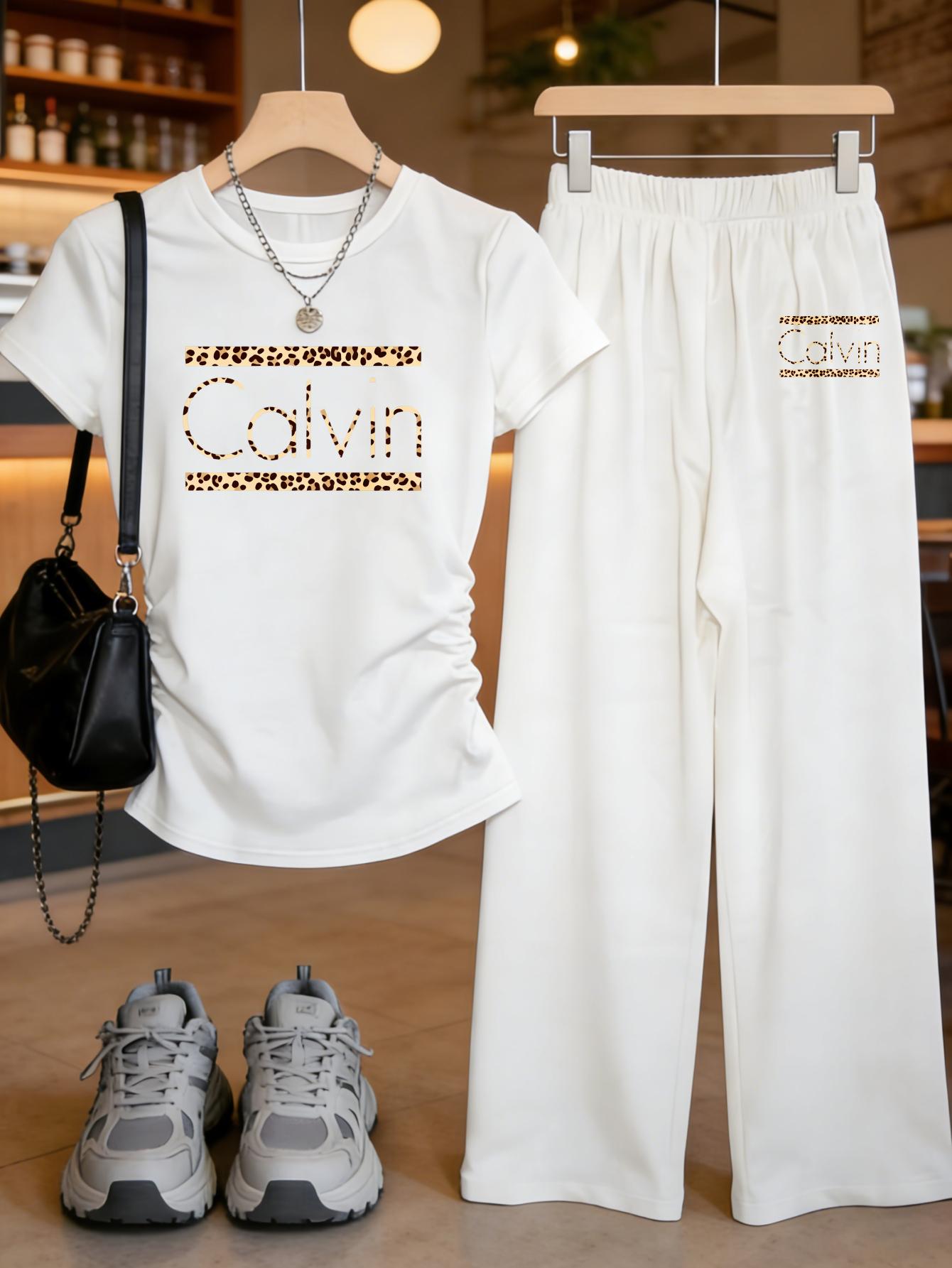 Women’s Y2K T-Shirt & Pants Set with Slim Fit and Print