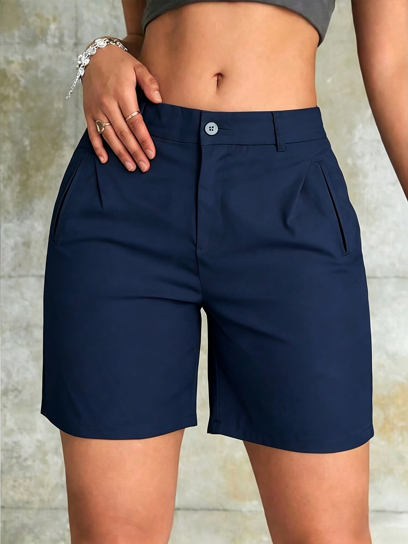 Women’s Lightweight Minimalist Suit Shorts with Pockets - Summer Casua