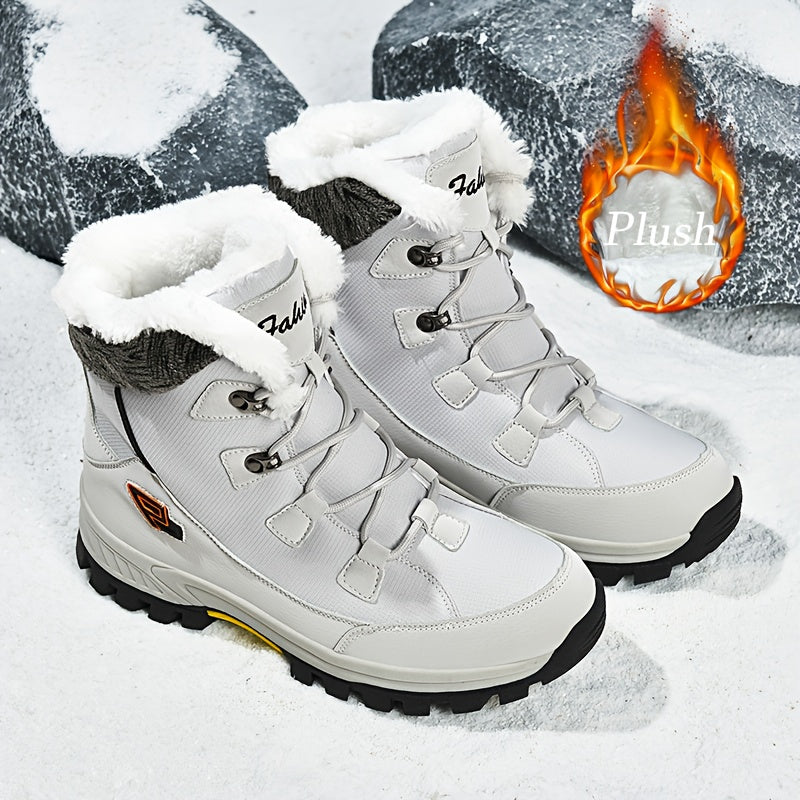 Men's & Women's Winter Snow Boots with Plush Lining & Slip-Resistant Rubber Sole - High-Ankle Lace-Up PU Shell, Insulated Cold-Weather Traction for Hiking, Hunting, Outdoor Activities - Unisex Heavy-Duty Round-Toe Boots for M