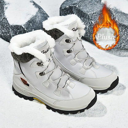 Men's & Women's Winter Snow Boots with Plush Lining & Slip-Resistant Rubber Sole - High-Ankle Lace-Up PU Shell, Insulated Cold-Weather Traction for Hiking, Hunting, Outdoor Activities - Unisex Heavy-Duty Round-Toe Boots for M