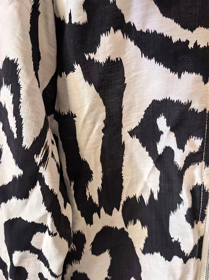 Կանացի թեթև, ընձառյուծի նախշերով բոմբեր բաճկոն - առօրյա, երկար թևքերով, կայծակաճարմանդով, երկրաչափական նախշերով, սև և սպիտակ դիզայնով, իդեալական է գարնան/աշնան համար, գարնանային վերնազգեստ | Նորաձև առօրյա հագուստ | Կայծակաճարմանդով բաճկոն