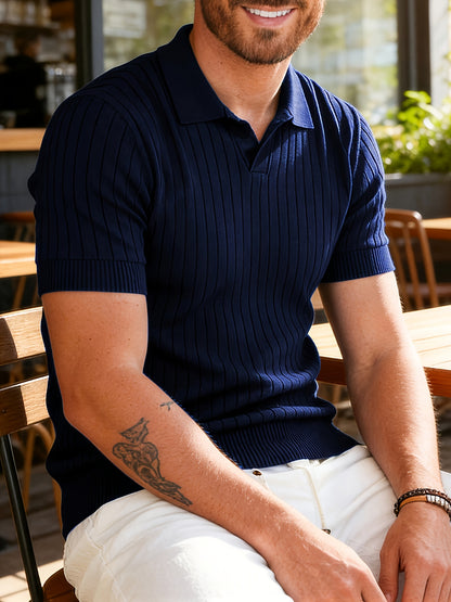 Men's Casual Knit Polo Shirt with Short Sleeves - All Season