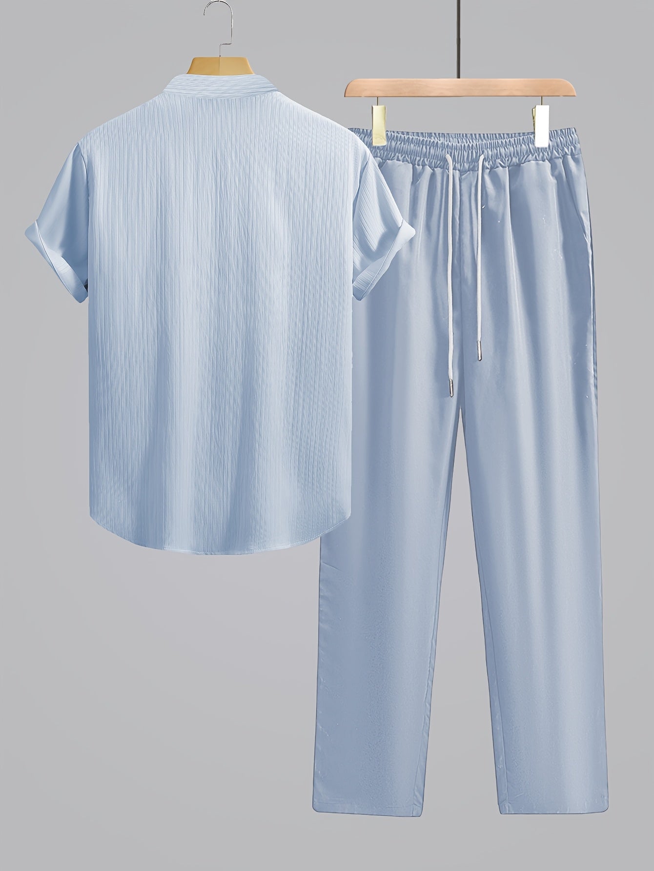 Men's Summer Casual Lapel Short Sleeve Shirt & Pants Set