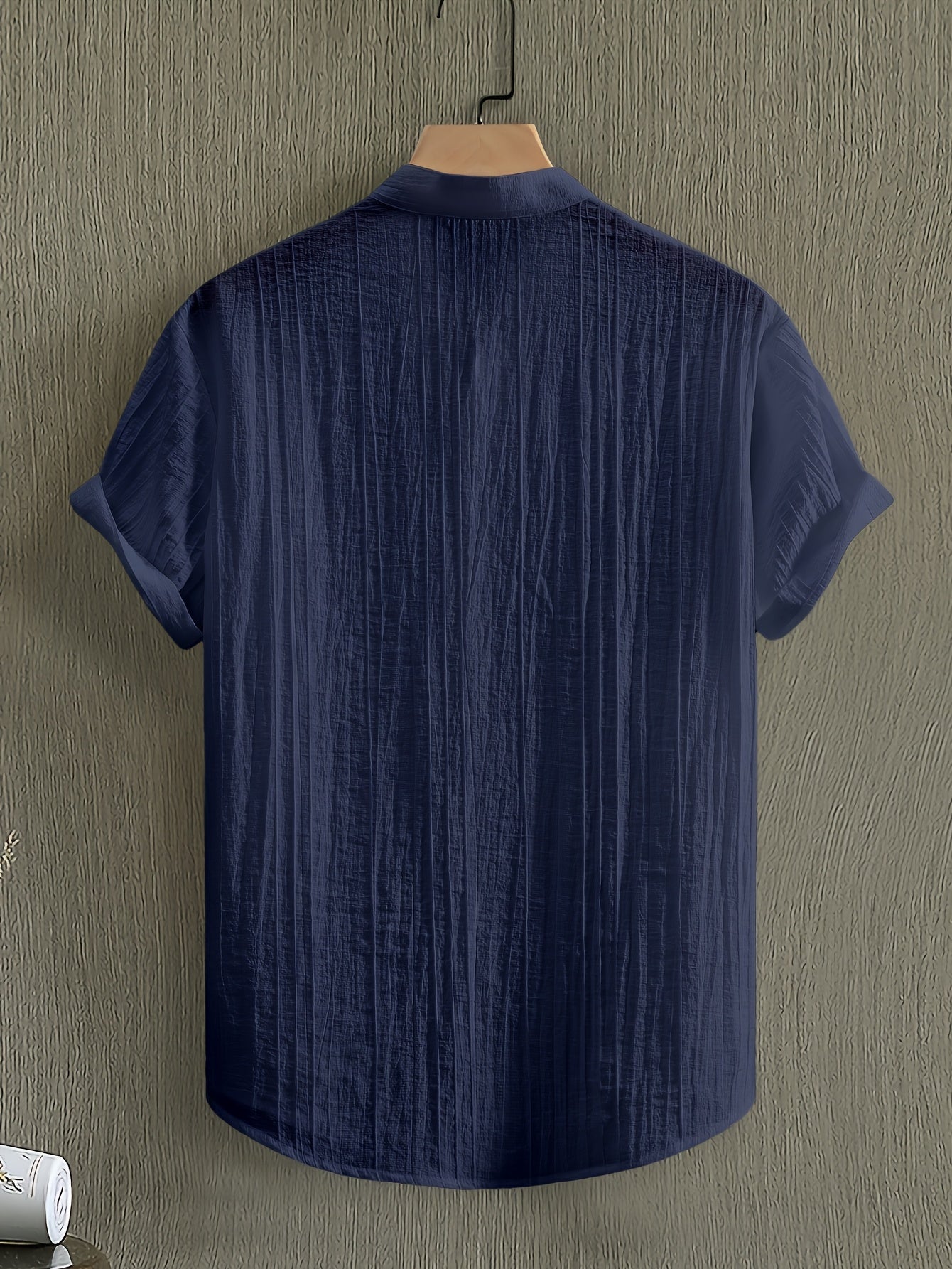 Men's Breathable Solid Color Stand Collar Short-Sleeve Shirt