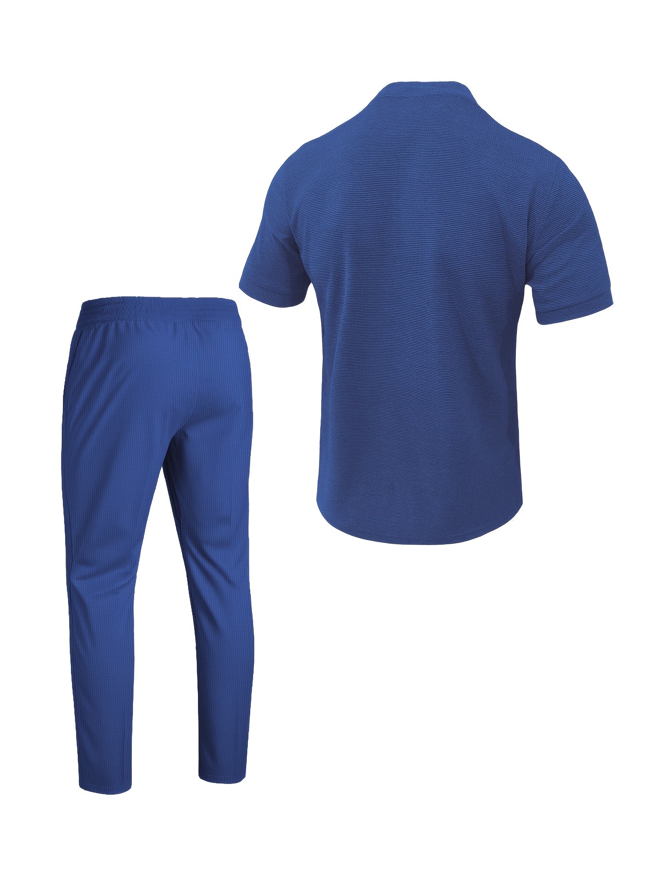 Men's Waffle Knit Zipper Shirt, Rib Collar Short Sleeve T-Shirt, Casual Breathable Summer Top - ayq