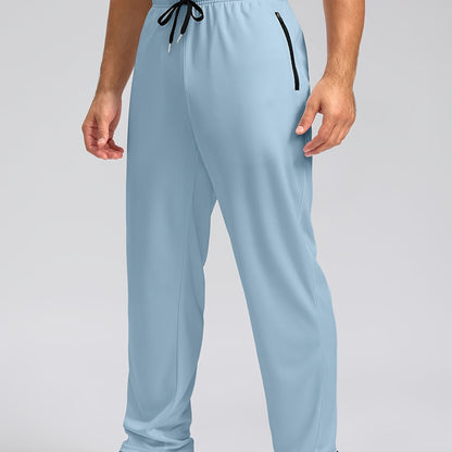 Men's Sports Pants With Drawstring And Zippered Pockets, Lightweight And Breathable Bottoms For Running/Casual Wear