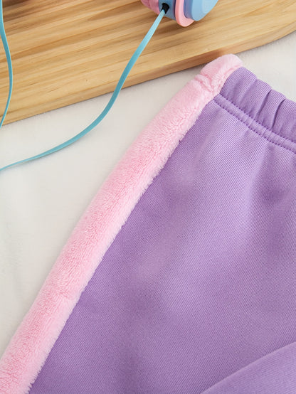 Autumn And Winter Girls' Fashion New Style Simple And Versatile Elegant Heart-Shaped Pattern Splicing Embroidery Bow Decoration Round Neck Long-Sleeved Top + Slim Stretch Leggings Casual Sports Two-Piece Set, Suitable for Out