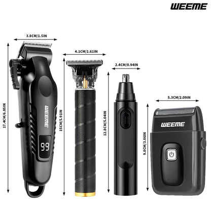 WEEME 4pcs Rechargeable Electric Grooming Kit for Men - Hair Clipper Electric Foil Shavers and Beard Trimmers, Ear, Nose Hair Trimmer Set, USB Charged - Perfect Holiday Gift