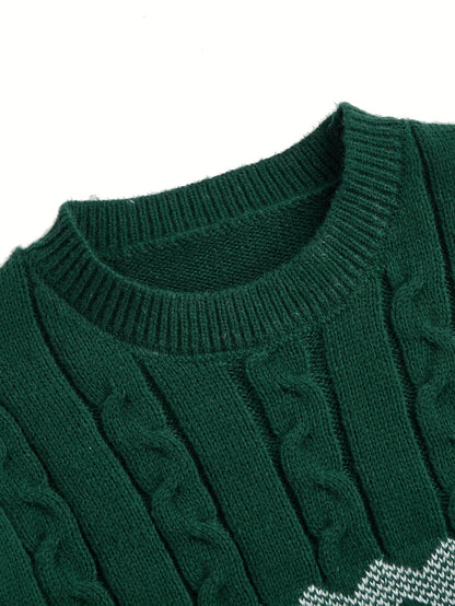 Men's Slim-Fit Cable Knit Sweater - Winter Warm Pullover with Geometric Corduroy Clasp (Adjustable Rope), Round Neck Long Sleeve Casual Sweating for Fall/Winter Layering - Hand Washable Knitwear for Smart-Casual Outfits (Not